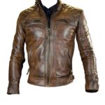 Distressed Brown moto leather jacket