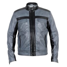 Black and Grey Moto Leather Jacket