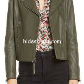 Olive Branch Leather Moto Jacket