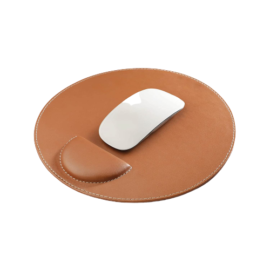 Leather Mouse Pad with Wrist Rest (Round)