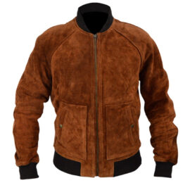 Brown Bomber Suede Leather Jacket