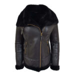 Sheepskin Aviator Black Jacket For Women