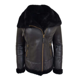 Sheepskin Aviator Black Jacket For Women