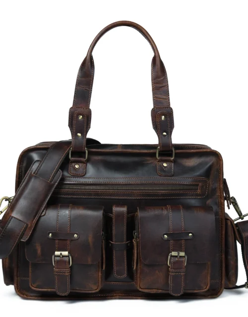 Hides Craft ® - Buffalo Leather Large Briefcase - Brown