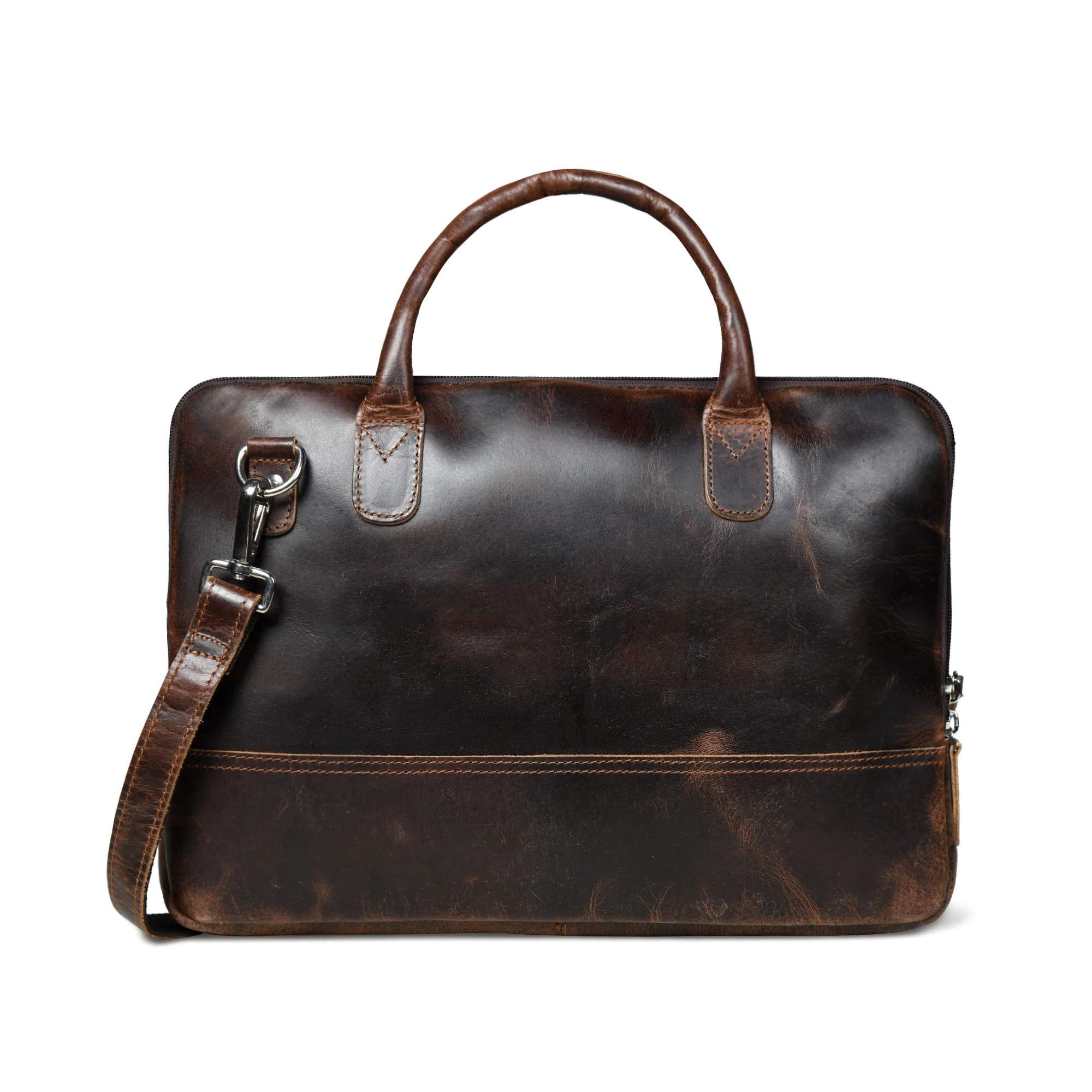 Hides Craft® - Leather Laptop Bag - Dark Brown