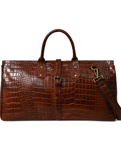 Hides Craft ® - Brown Croco Pattern Duffle Bag
