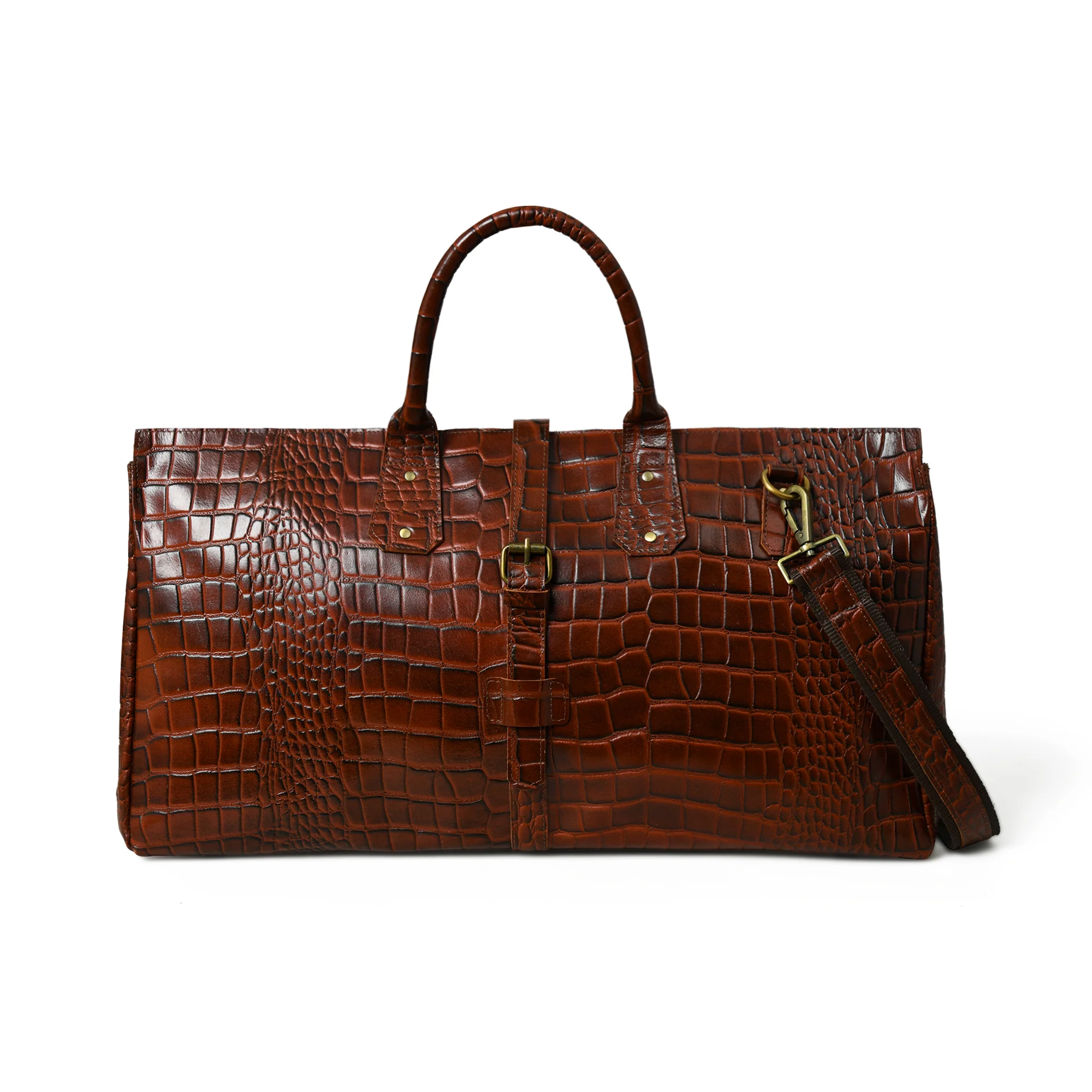 Hides Craft ® - Brown Croco Pattern Duffle Bag