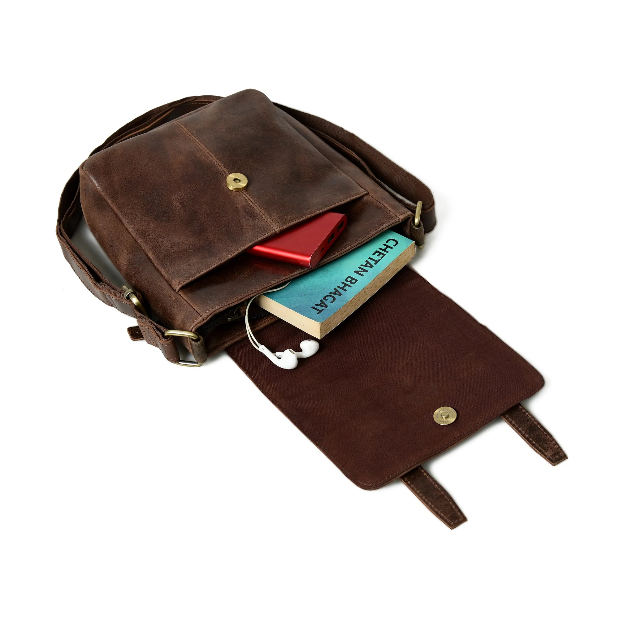 Hides Craft ® - Leather Messenger Bag - Brown - Image 4