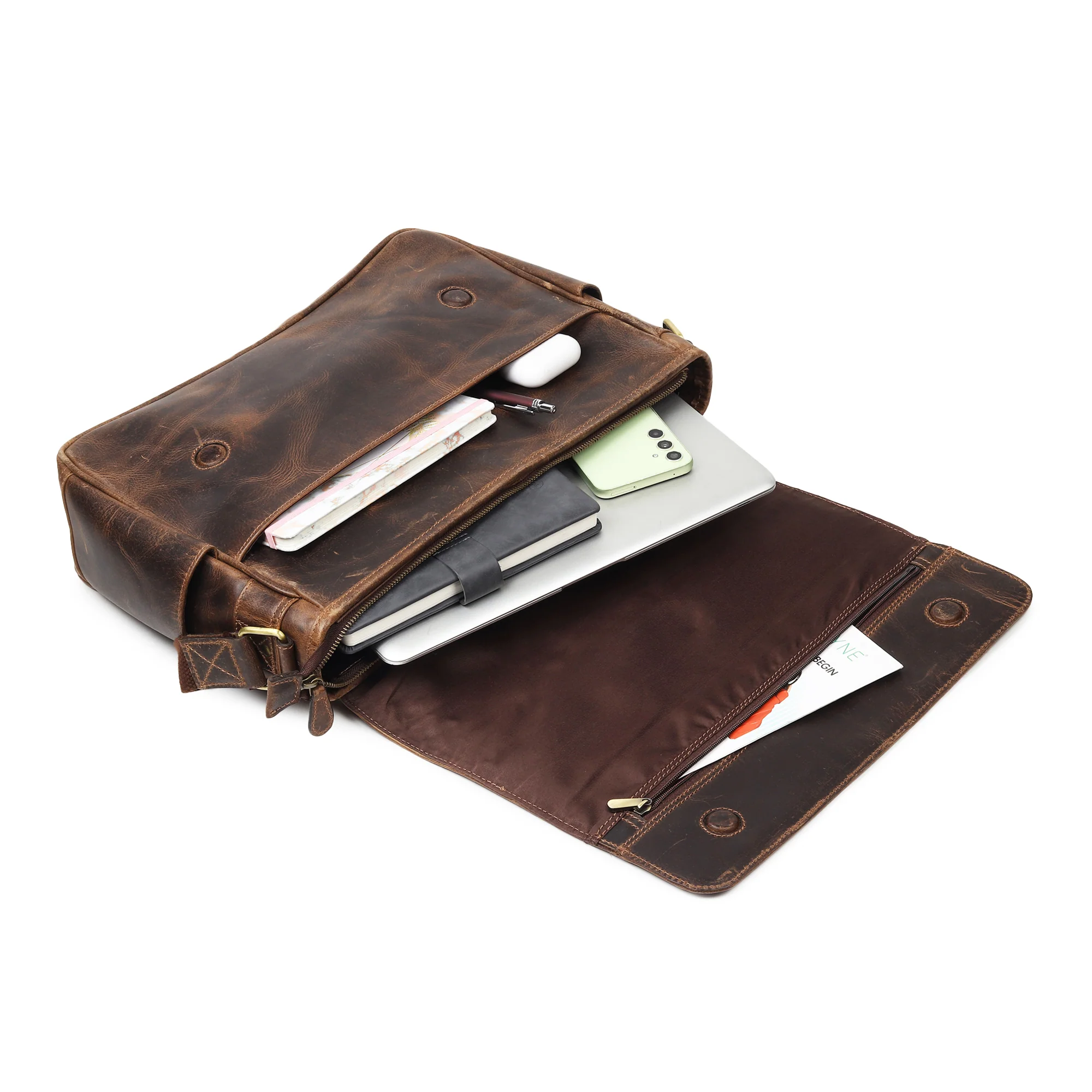 Hides Craft ® - Crossbody Messenger - Vintage Brown - Image 3
