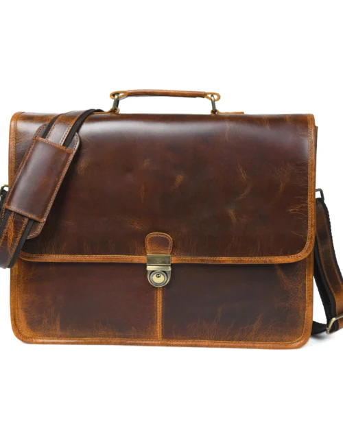 Hides Craft® - Buffalo Leather Executive Briefcase - Dark Brown